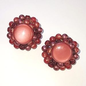 KARU ARKE MOONGLOW LUCITE CLIP EARRINGS